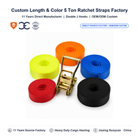 Sangles d'arrimage à cliquet de 5 tonnes, longueur et couleur personnalisées, avec doubles crochets en J, en polyester durable, pour le transport de marchandises, direct usine