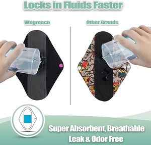 Ensemble de serviettes hygiéniques réutilisables personnalisées avec pochette de rangement imperméable, serviettes hygiéniques lavables pour femmes, imprimé floral - Product Image 2