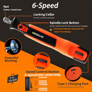 JANGKLIFE senza fili Mini smerigliatrice Set 3 strumenti rotanti a velocità variabile con 41 pezzi Kit accessori fai da te batteria fonte di alimentazione - Product Image 3