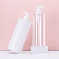 Bouteille de lotion corporelle transparente vide avec logo personnalisé, pompe intégrée, 300 ml et 500 ml, grande bouteille en plastique pour détergent liquide