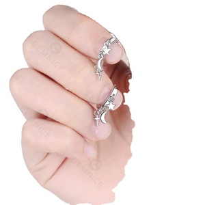 Pendientes de Aro con Colgantes de Luna, Estrella y Cruz, Chapados en Oro, de Latón, de Gemenl Fashion, para Mujer - Product Image 2