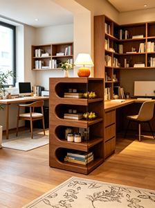 Mueble de Salón Moderno de Mediados de Siglo, de Madera Maciza, con Almacenamiento Ovalado de 3 Niveles y Bandejas Extraíbles para el Hogar - Product Image 4