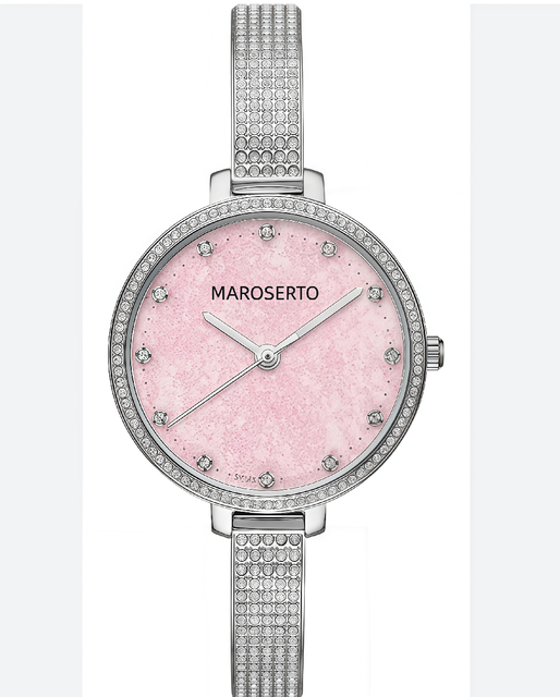 MAROSERTO   Custom Logo Diamond Watch  Stainless Steel  Women watches