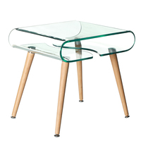 Table basse de salon en verre et bois, prix d'usine Chine 2026