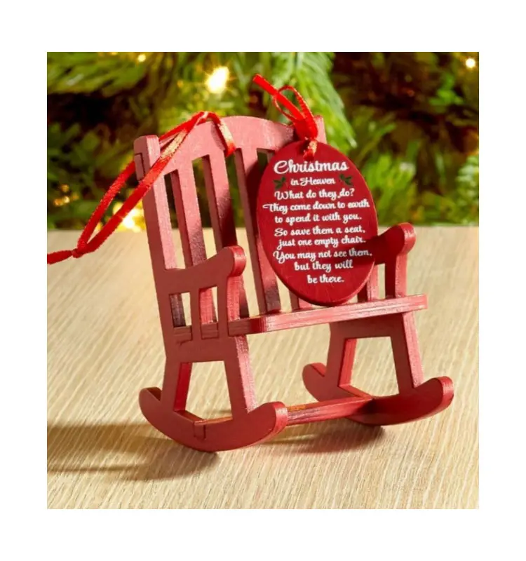 Mini Wooden Christmas Rocking Chair Christmas in Heaven Memorial Chair Ornament With Meaningful Tag Sign For Christmas Tree