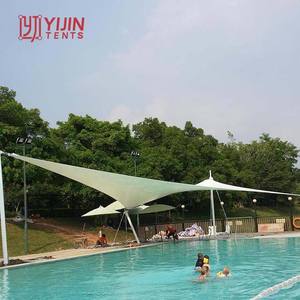 Structure de toit en tissu tendu PVDF personnalisable avec cadre en acier pour piscine, structure membranaire - Product Image 1