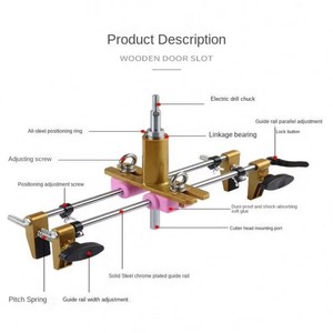 Ouvre-trou de serrure de porte <span class=keywords><strong>en</strong></span> acier TEBAK, durable, kit de menuiserie DIY OEM, outil de serrure interne à installation rapide, gabarit de mortaiseuse et rainureuse - Product Image 4