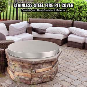 DB Wholesale 20\" Portable <b>Fire</b> <b>Pit</b> Cover <b>Lid</b> <b>with</b> Easy-Opening Outdoor Wood Stainless Steel Spark Screen for Patio Use - Product Image 2