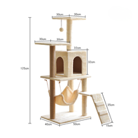 Grand arbre à chat moderne en bois, design écologique, 4 niveaux, pour intérieur/extérieur, emballé en carton, nid d'escalade pour chat Purr Garden