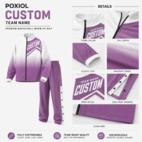 Ensemble de survêtement de basketball personnalisé haut de gamme par sublimation, veste zippée et pantalon, séchage rapide, uniforme d'équipe pour clubs et académies, vente en gros