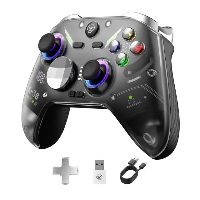 AOLION New K30 Wireless Game Controller with RGB Light Double Cut Linear Trigger Lock One-Button for Switch for PC IOS Android
