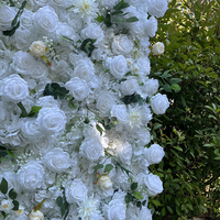 Mur de fleurs artificielles en soie, motif rose blanche, panneau floral dense 3D pour décoration de cérémonie de mariage et de fête, vente en gros