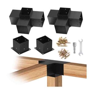 Supports de <span class=keywords><strong>Pergola</strong></span> Kit en métal 3 voies pignon de toit Angle droit base de poteau d'angle poutres en <span class=keywords><strong>bois</strong></span> support surélevé Kit de Gazebo supports de <span class=keywords><strong>Pergola</strong></span> - Product Image 6