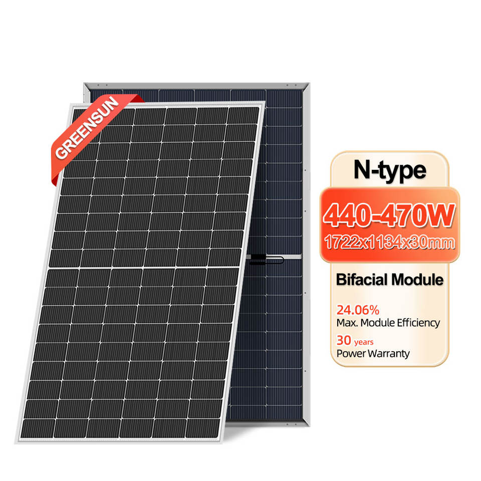 N-Type TOPCon Bifacial Dual Glass Solar Panel 440W 460W 470W PV Module ...