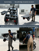Chariot à plateforme électrique avec guidon pliable, chariot à main portable pour entrepôt, chariot à plateforme électrique à plateau plat pour le transport de marchandises