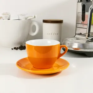 Conjunto de xícara e pires de café cappuccino colorido porcelana profissional Changhui personalizado para café