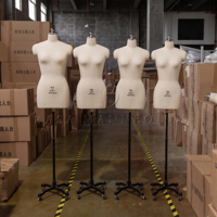 Maniquí de Sastre Resistente con Base Rodante Ajustable, Forma de Vestido Femenina de Medio Cuerpo para Enseñanza en Escuelas de Moda