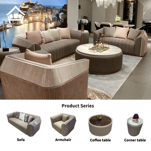 Set di Divani in Stile <span class=keywords><strong>Italiano</strong></span> di Lusso 1+2+3, Divani Moderni in Pelle per Soggiorno, Villa e Hotel, Arredamento di Alta Gamma Personalizzabile - Product Image 4