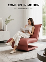 Fauteuil de salon pivotant moderne sans accoudoirs, en cuir pleine fleur et tissu, avec structure intérieure en métal, idéal pour chambre, salon, hôtel – Vente directe usine OEM ODM