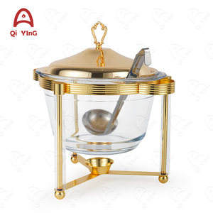 Gran oferta 4L Hotel Buffet que sirve plato de frotamiento calentador de alimentos de vidrio para boda fiesta restaurante Equiment comercial - Product Image 2