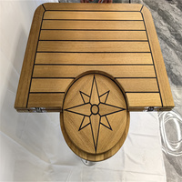 Table pliante en teck pour bateau, caravane, yacht, avec incrustation étoile, 480/960x650mm, 18.9/37.8x25.6 pouces, TC6595