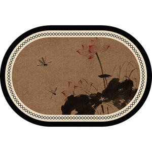 Alfombra de Baño Ovalada con Diseño de Plantas, Fibra de Poliéster Absorbente de Secado Rápido, Alfombra de Baño de Estilo Vintage Antideslizante y Suave - Product Image 4