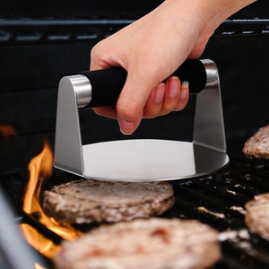 Prensa de hamburguesas de acero inoxidable, máquina redonda para hacer hamburguesas con mango de silicona resistente al calor para <span class=keywords><strong>plancha</strong></span> superior plana - Product Image 6