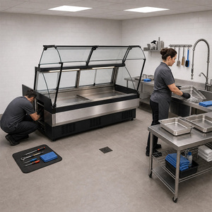 Vetrina Refrigerata Commerciale per Carne e Alimenti Freschi 1000mm, Interno in Acciaio Inox, Piano in Vetro Curvo, Termostato Digitale, per Macelleria - Product Image 1