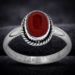 Art Palace Simple Silver Bohemia Gemstone <b>Ring</b> with Red Onyx and Bezel Setting for Wholesalers - Product Image 1