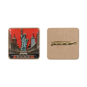 Spille in Metallo con Monumenti Famosi, Illustrazioni Personalizzate delle Skyline delle Città, Badge Smaltati Retrò, Magneti Architettonici, Souvenir Turistici, Spille Decorative - Product Image 2