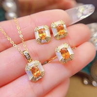 Wholesale 925 Sterling Silver Natural Fanta Garnet Jewelry Set Oval Cut Shell Inlay Fine Jewelry Wedding Anniversary
