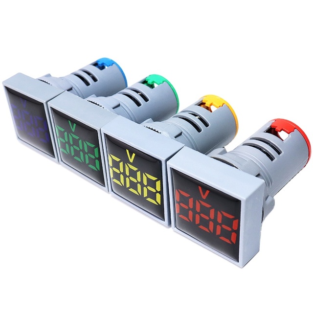 High Quality Yellow 22mm Square Voltmeter AC Voltage Measurement Indicator for DIY AC30-500V Measurements