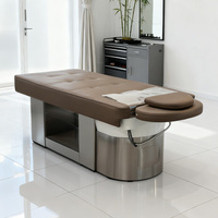 XFMC Nouveau Lit de Lavage Professionnel pour Salon de Coiffure avec Base en Acier Inoxydable et Surface Mobile pour Station de Salon