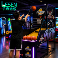 Machine d'arcade de basket-ball nationale à monnayeur pour centre de jeux, jeu de tir de basket-ball de rue avec éclairage néon