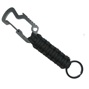 Multi Functional Paracord Braided Carabiner Keychain Military Green 16X2Cm Durable Outdoor Survival Bottle Opener - Product Image 2