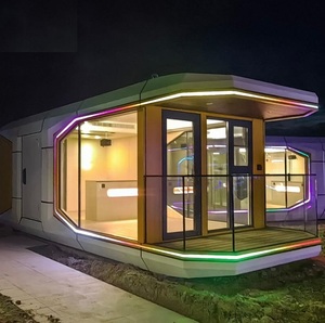 Conteneur maritime moderne de 40 pieds, type capsule, avec éclairage LED sur les bords, grandes fenêtres en verre, pour centre commercial, hôtel, entrepôt extérieur, parc, magasin, panneau sandwich - Product Image 4
