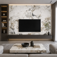 Dalle de porcelaine en pierre frittée Exotic Pandora Flower 1600x3200mm, texture marbre cristal multicolore, pour mur TV de villa de luxe