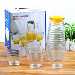 L Ollas de agua y teteras Jarras y vasos de vidrio Juego de botellas de jarra barata Resistencia al calor Caja personalizada Embalaje Jarra de agua con tapa - Product Image 1