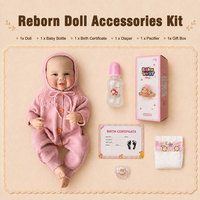 BAkwbwBY Poupée Reborn 18 Pouces Corps Tissu Souple Éveillée Cheveux Bruns Courts Implantés Grands Yeux Barboteuse Jaune