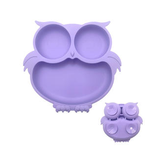 Assiette pour enfants en silicone de qualité alimentaire compartimentée en forme de hibou : Assiette pour tout-petits mignonne et antidérapante pour l'alimentation quotidienne du bébé et les repas à la maison - Product Image 1