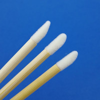 Applicateurs de gloss à lèvres en bambou de haute qualité, vente en gros, pinceaux à gloss écologiques avec embout floqué en nylon