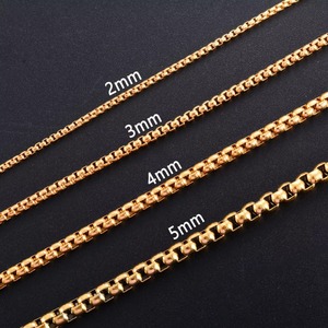 Collar de cadena tipo box de acero inoxidable para hombre y mujer, 2/3/4/5 mm, en colores plata/oro/negro/oro rosa, de 14 a 40 pulgadas, joyería metálica. - Product Image 3