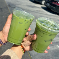 Gobelets en plastique PET vert matcha en gros, gobelets jetables recyclables pour le thé, le café et les événements, qualité alimentaire, impression de logo personnalisée