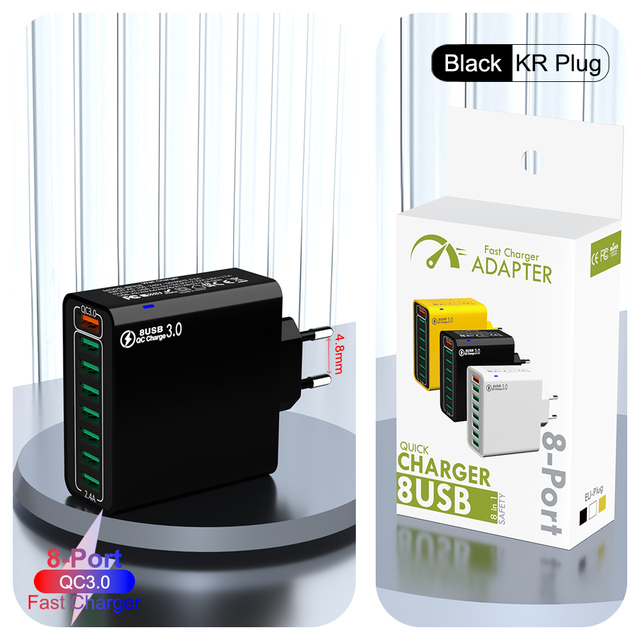 Wall Chargers QC3.0 Quick Charge Adapters 8 Ports USB Charger Multiple Devices Charging Station