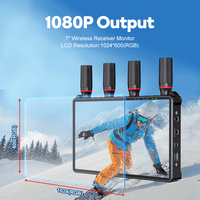 1080P 60Hz Kablosuz Verici ve Alıcı, 7 inç LCD ekranlı, Düşük Gecikmeli Splitter TX RX Seti, Canlı Yayın için