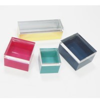 Conteneur de rangement pour accessoires de bijoux, cubique en acrylique, couleur marine, 4x5 pouces, organisateur à tiroir