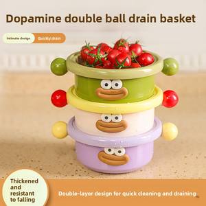 Nueva Cesta de Drenaje de Doble Capa con Alto Valor Estético, Cesta de Limpieza 2 en 1 para Frutas y Verduras - Product Image 2