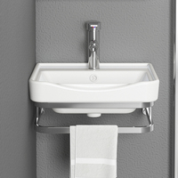 Oferta de Precio Bajo: Lavabo de Porcelana Cerámico para Baño, Montado en Pared, Diseño Artístico, con un Solo Orificio