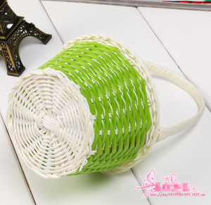 DAMAI Wholesale Easter Decor Plastic Rattan Woven Baskets Handcrafted Round Egg Storage <b>Bins</b> for Home <b>Small</b> Items Organization - Product Image 4