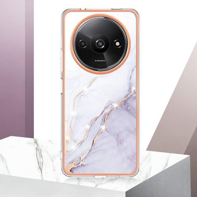 Flash Transparent Custom Logo Luxury Quality IMD Fashion Marble Phone Case for Redmi A3 TPU Shockproof Phone Case for Redmi A3